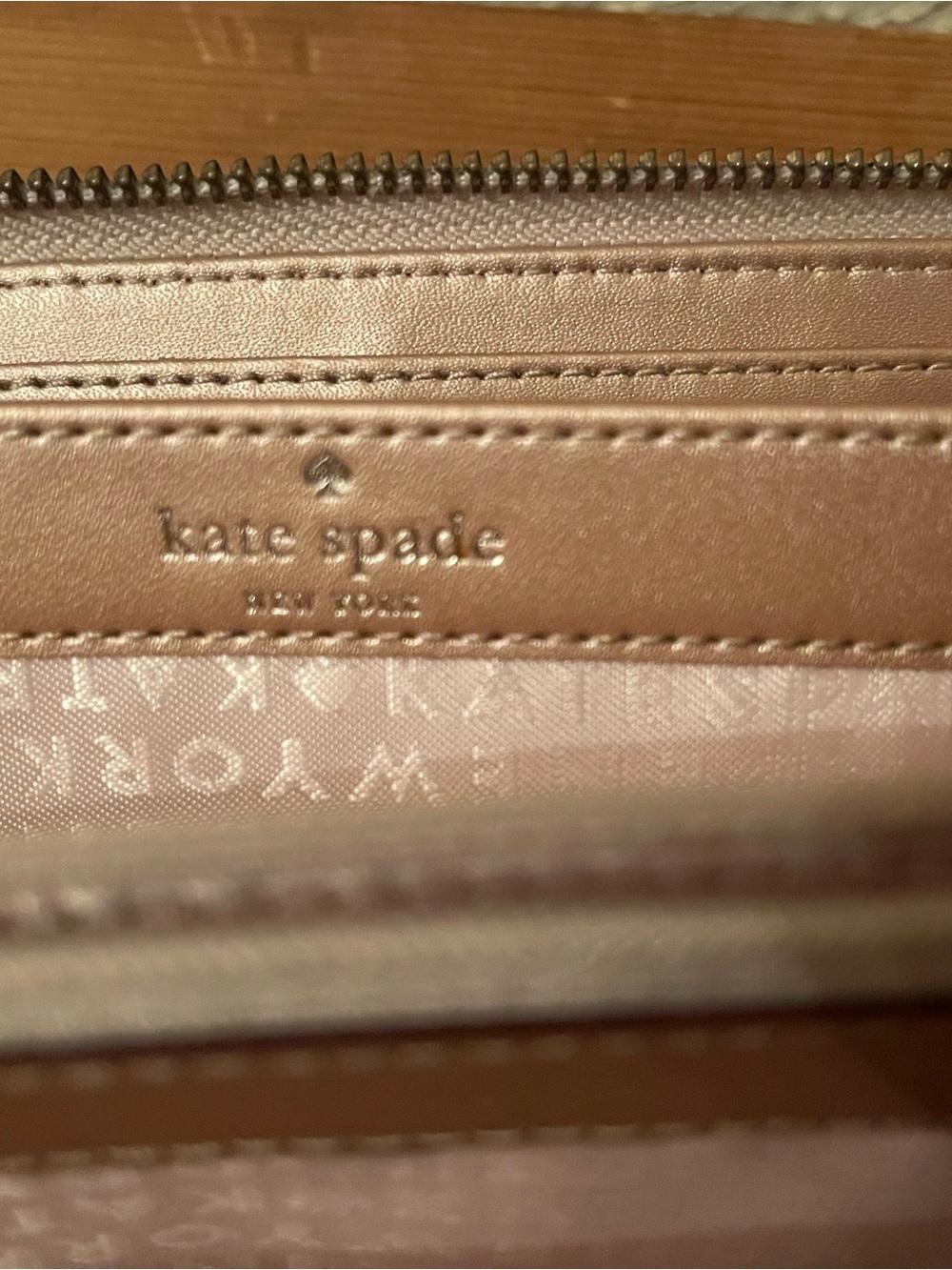 kate spade hard-to-find metallic champagne/rose gold wallet - Picture 3 of 11